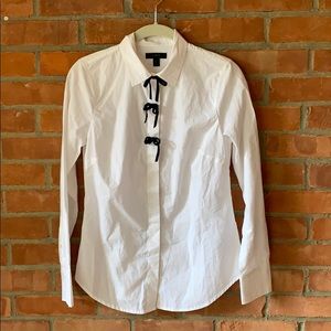 White JCrew Button Down with Bow Detailing, Size 2